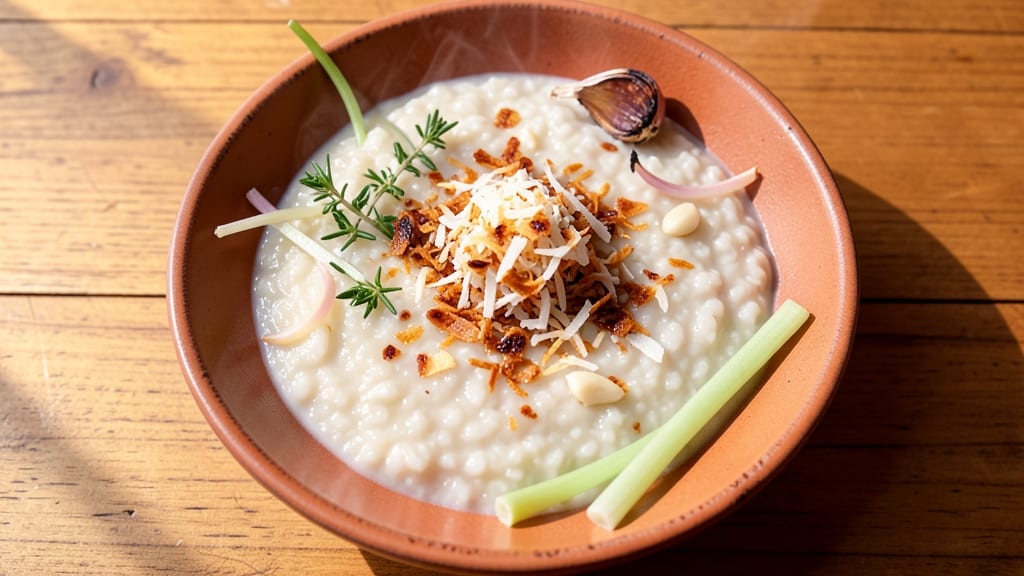 Caribbean Rice Porridge Recipe: Toasted Coconut and Celery Crunch Harmony