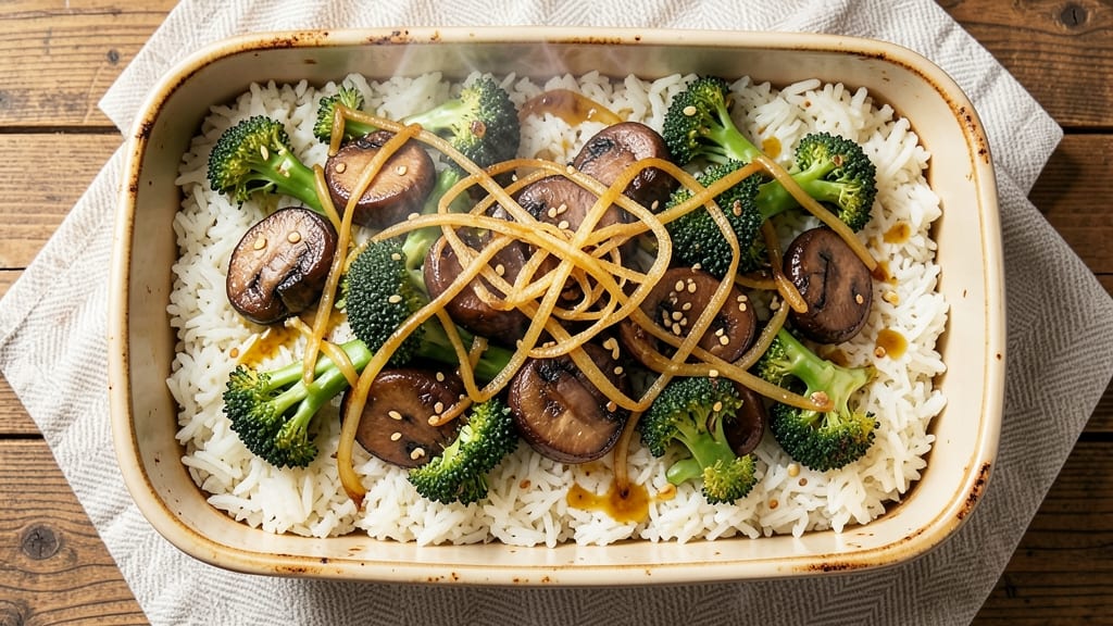 Broccoli Rice Mushroom Casserole Recipe: Crispy Top, Melty Cheese, One-Pan Magic