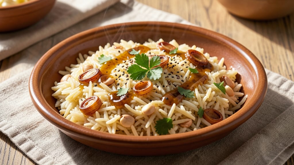 Celebration Rice Recipe: Festive Golden Grains With Toasted Celery Crunch
