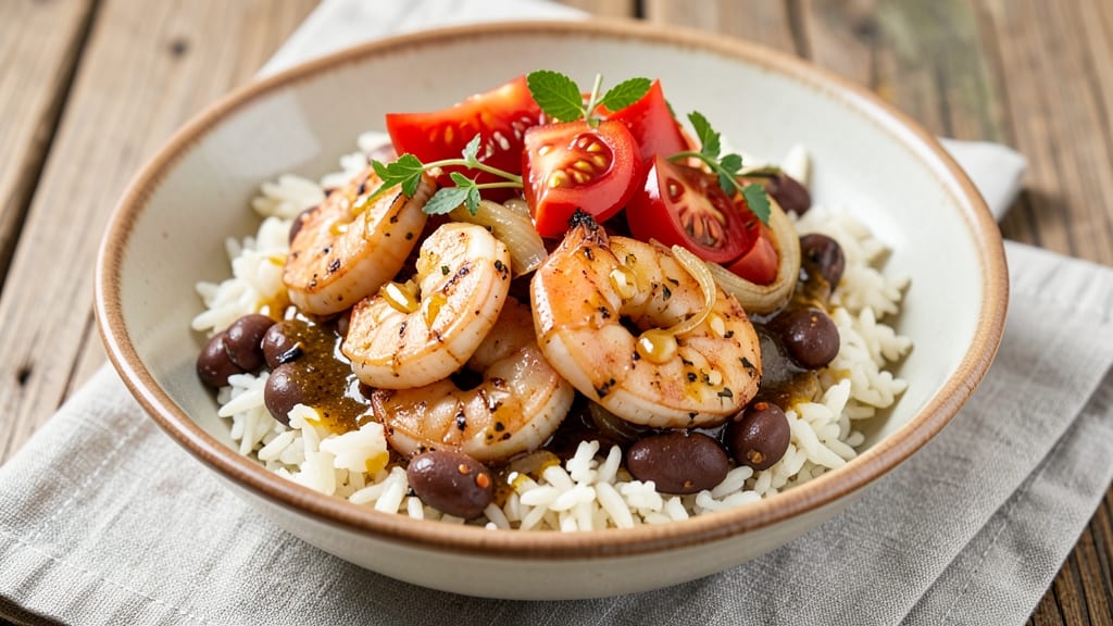 Black Beans, Rice, and Shrimp Recipe: Spiced One-Pan Fiesta Bowl