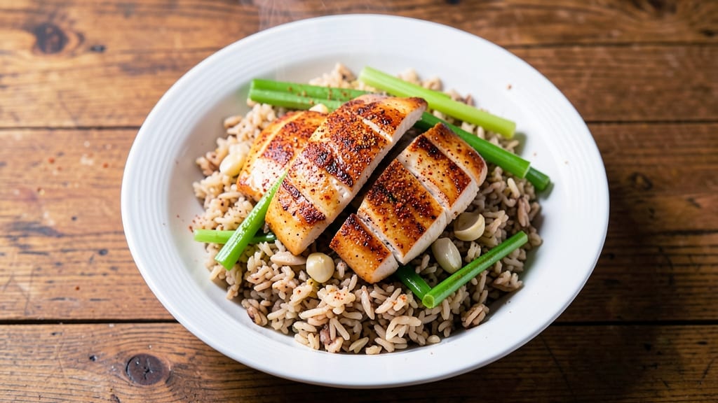 Campbell's Brown Rice Recipe: Crispy Celery Crown Over Smoky Cajun Shreds