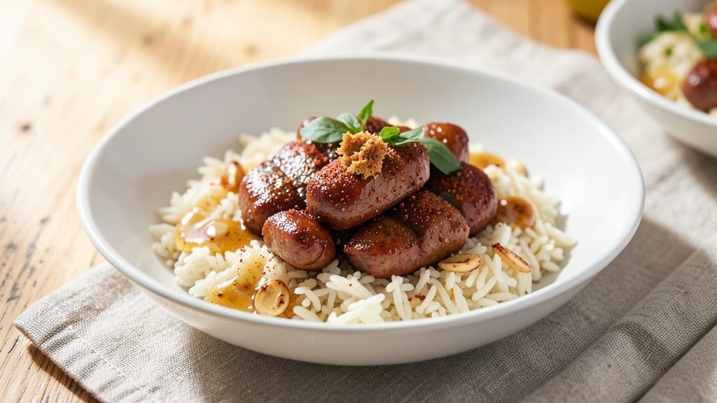 Breakfast Sausage and White Rice Recipe: Spiced Sausage Crumbles Over Fluffy Grains