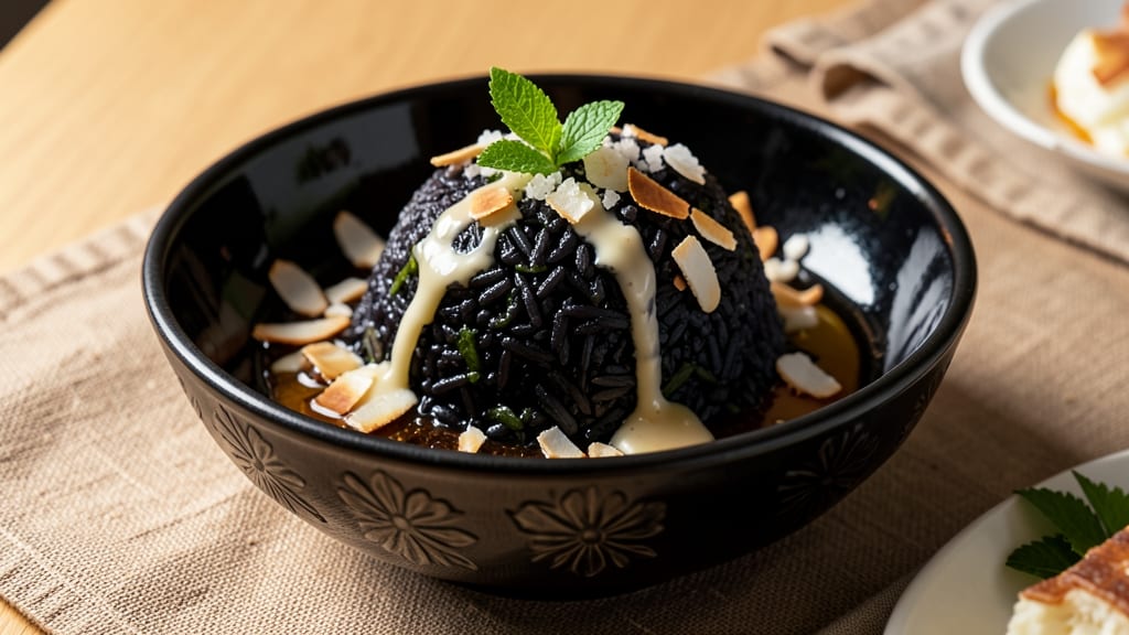 Black Glutinous Rice Dessert Recipe: Chewy Sticky Rice with Tropical Coconut Cream