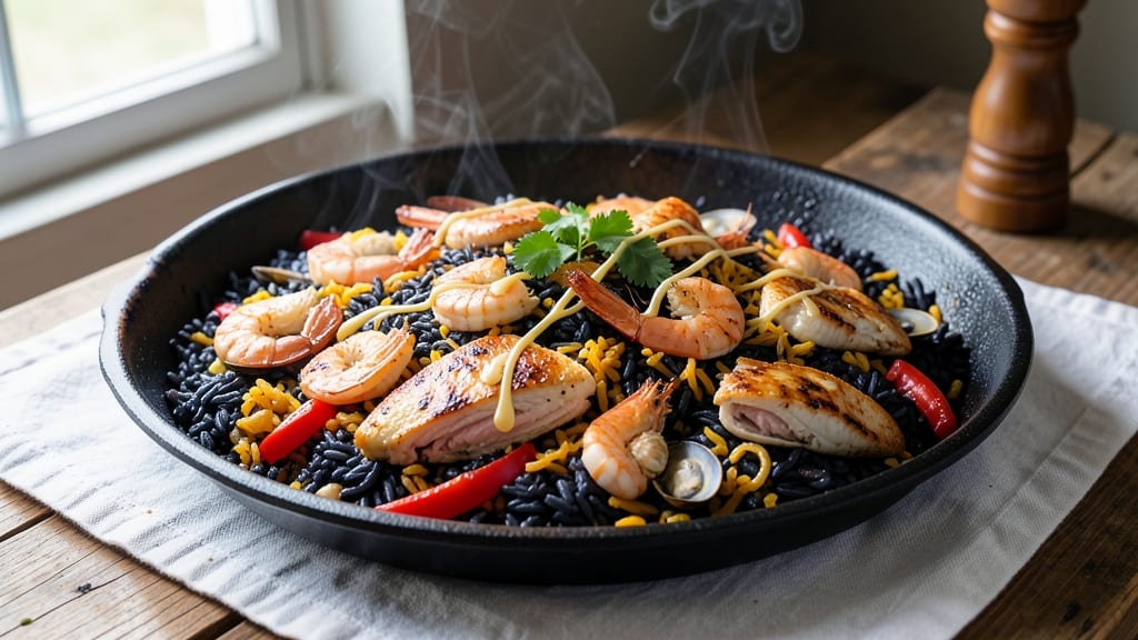 Black Rice Paella Recipe: Deep Purple Grains With Toasted Spice Crunch