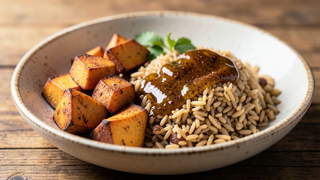 Brown Rice and Sweet Potato Recipe: Sweet-Savory Bake With Caramelized Crunch
