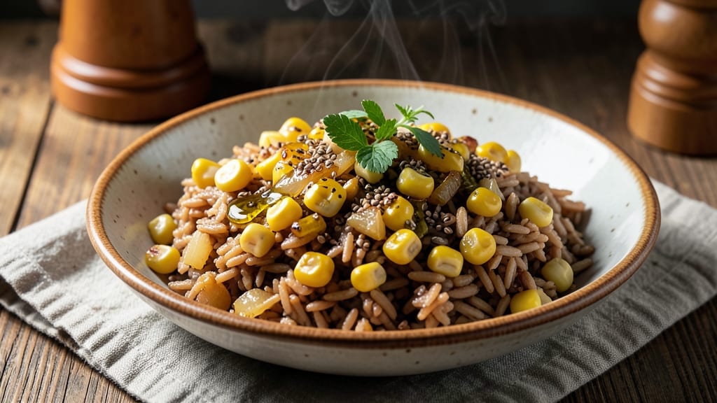 Brown Rice and Corn Recipe: One-Pot Golden Grain Medley