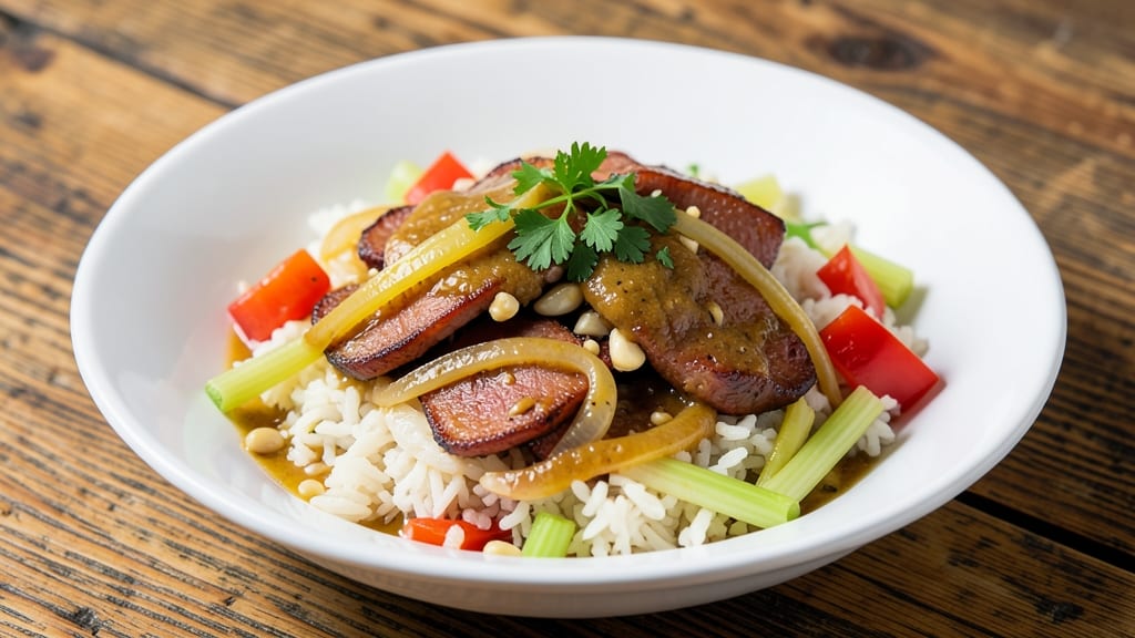 Bubba's 33 Garden Rice Recipe: Toasted Celery and Andouille Crunch Over Creamy Grains