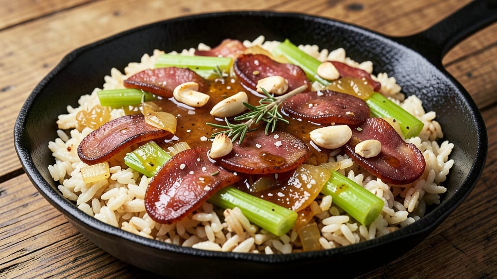 Camp Rice Recipe: One-Pot Savory Magic With Toasted Celery and Smoky Gravy