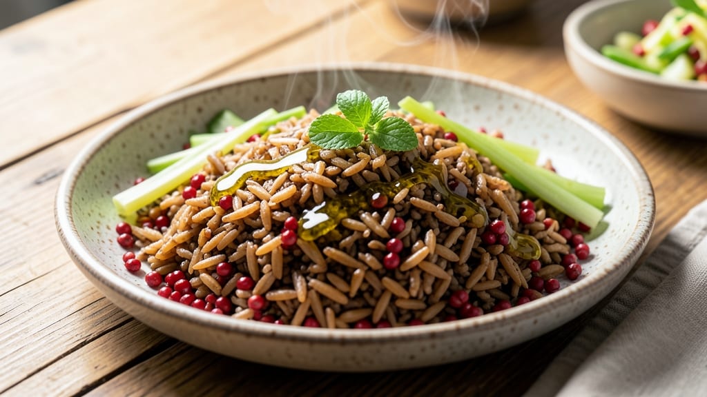Brown Rice and Red Quinoa Recipe: Nutrient-Packed Bowl With Toasted Celery Crunch