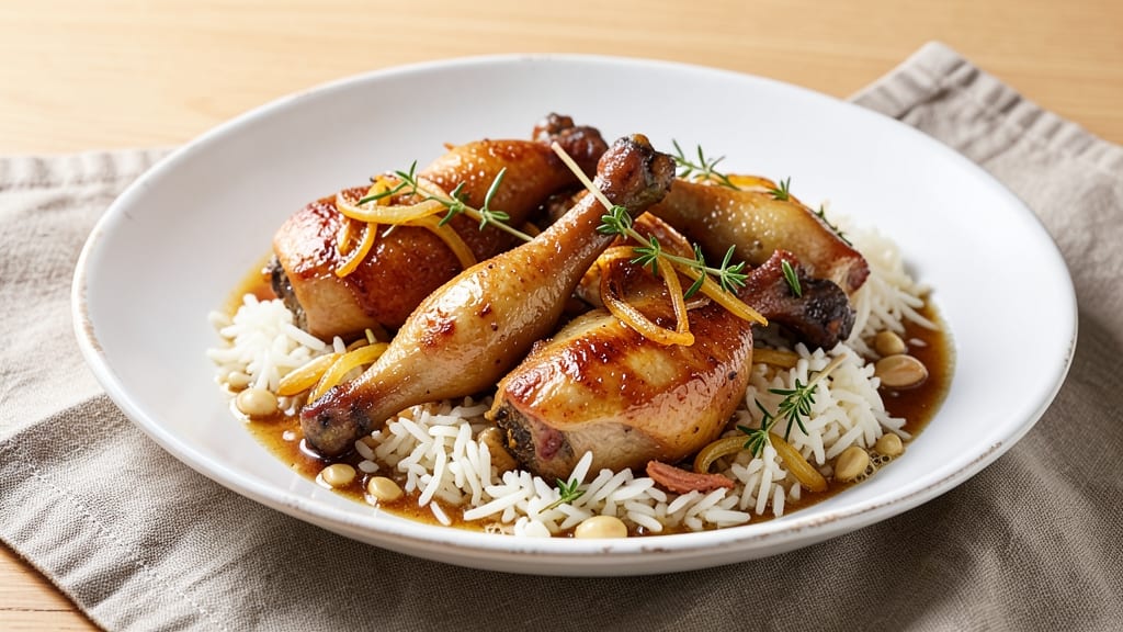 Braised Duck and Rice Recipe: Silky Duck Legs Over Fragrant Jasmine Basmati
