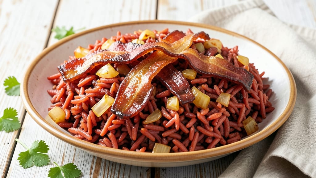 Chamorro Red Rice With Bacon Recipe: Smoky Tomato Gravy Over Toasted Grains