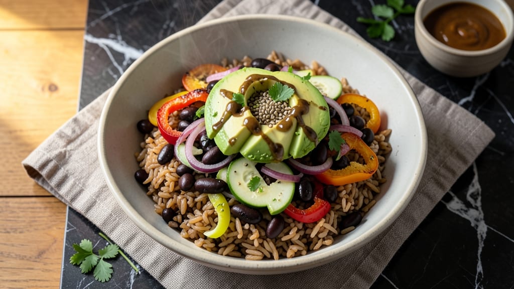 Brown Rice and Black Bean Bowl Recipe: Hearty Veggie-Packed Protein in 25 Minutes