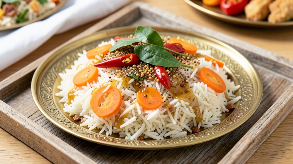 South Indian Carrot Rice Recipe: Fragrant Turmeric and Mustard Seed Crunch