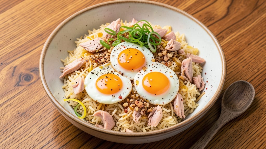Canned Tuna Fried Rice Recipe: Crispy Egg Bites and Savory Umami Packed