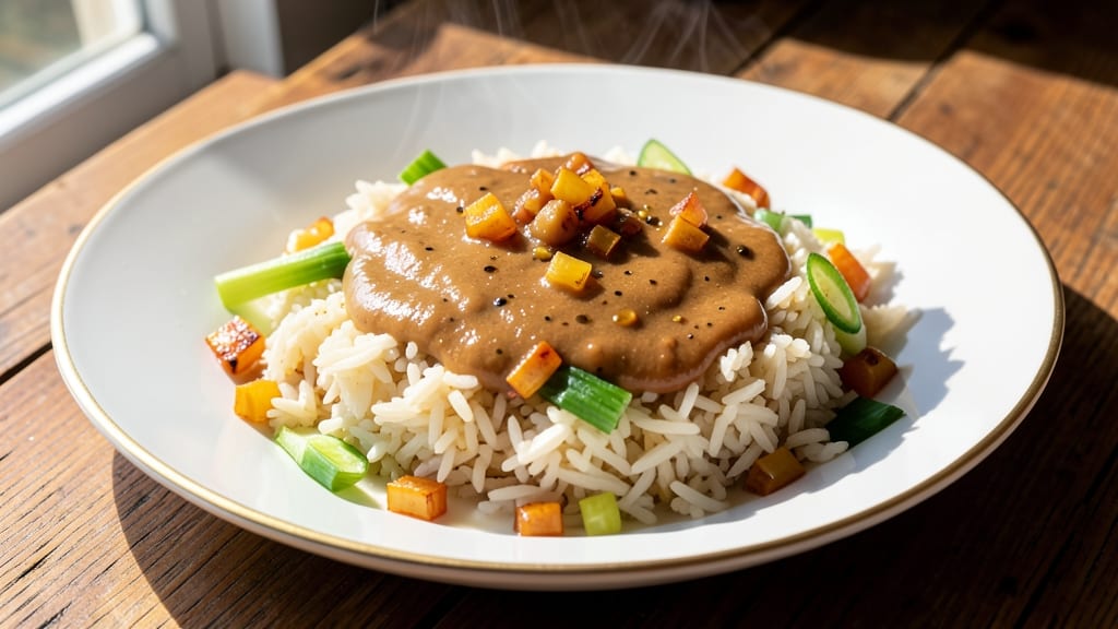 Brazilian Coconut Rice Recipe: Toasted Celery Crunch Over Fragrant Coconut Grains