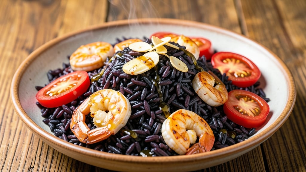 Brazilian Black Rice Recipe: Deep Purple Grains With Toasted Garlic Crunch