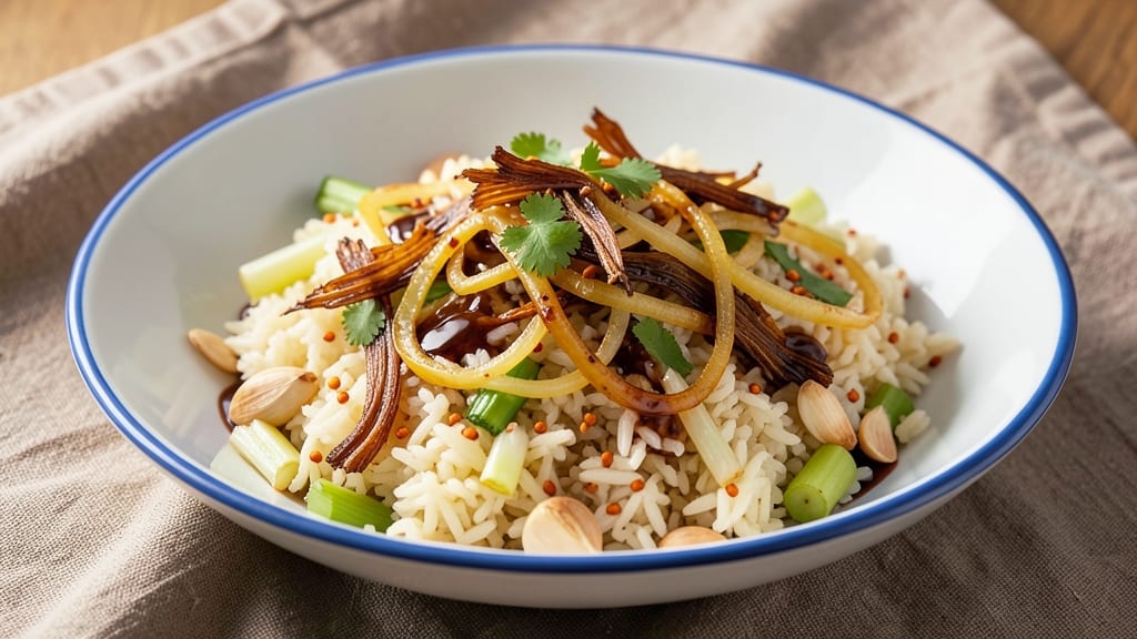 Cafe Rio Rice Recipe: Instant Pot Spiced Shreds With Crispy Celery Crown