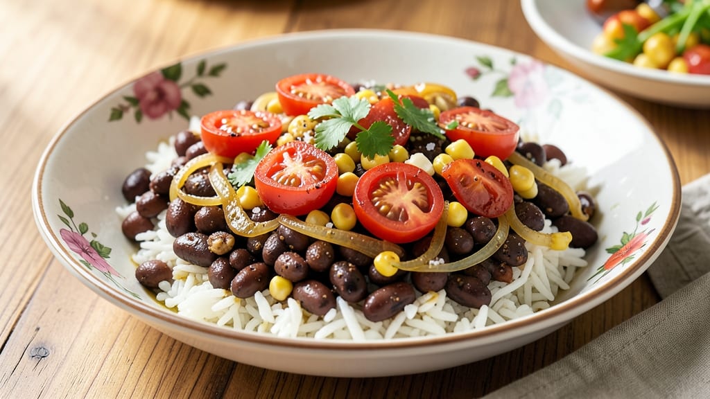 Black Beans, Rice, Corn, and Tomato Recipe: Smoky Fiesta Bowl in One Pan