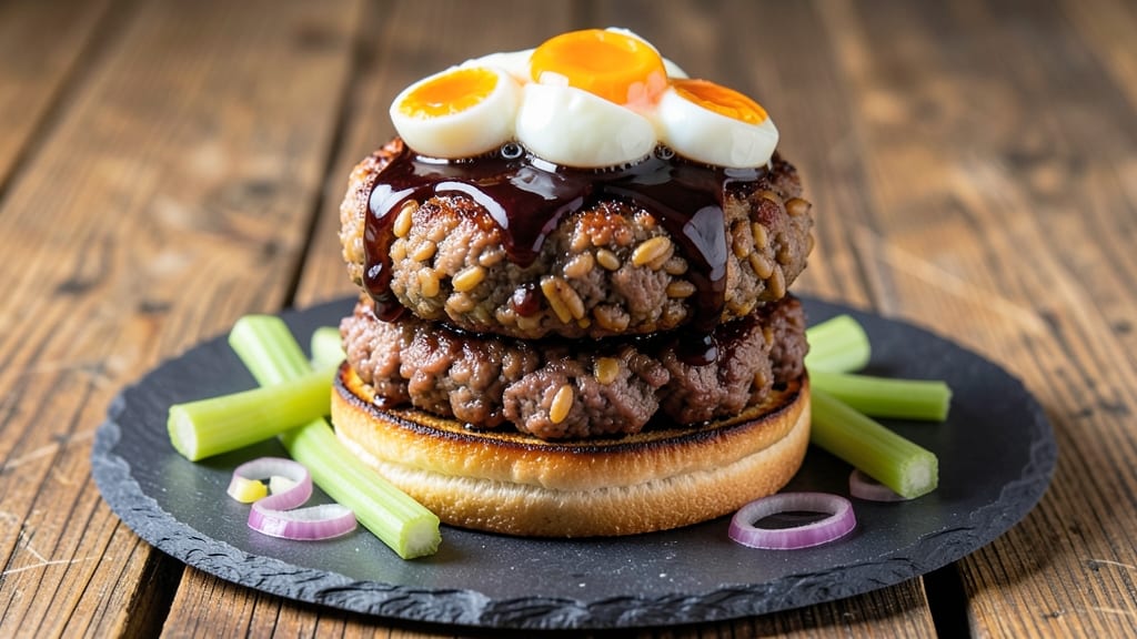Brewhouse Wild Rice Burgers Recipe: Smoky Beer-Infused Patties With Crispy Celery Crown
