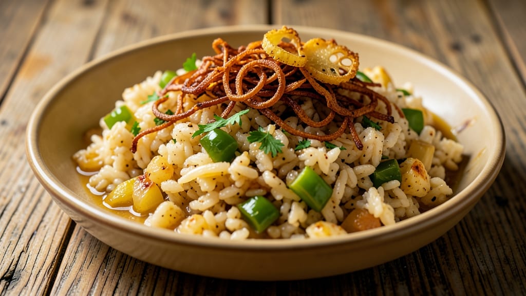 Cajun Yellow Rice Recipe: Smoky Spiced Grains With Crispy Celery Crown