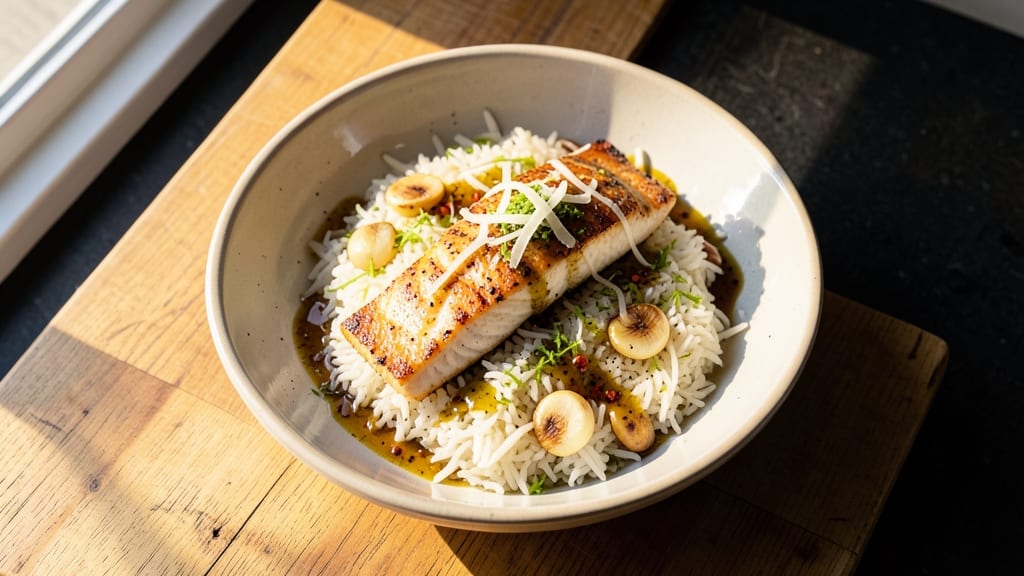 California Fish Grill Rice Recipe: Smoky Garlic Butter Crust Over Fluffy Jasmine Basmati