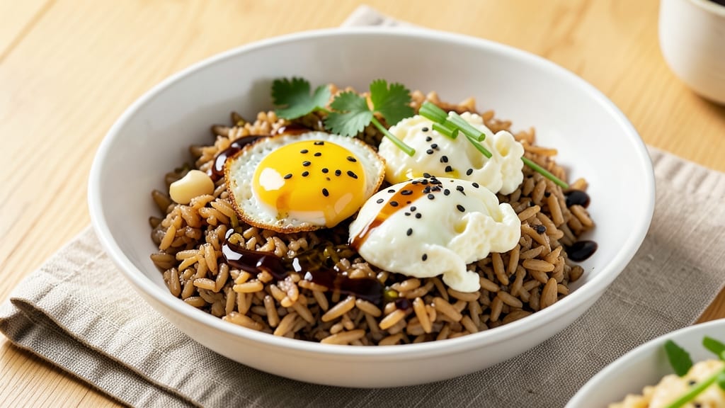 Brown Rice and Eggs Recipe: Savory Stir-Fry with Toasted Garlic Crunch
