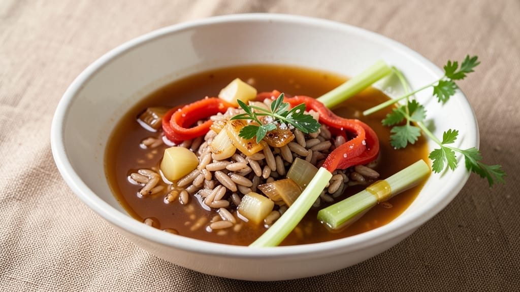 Brown Rice Consommé Recipe: Fragrant Herb-Infused Clarity in One Pot