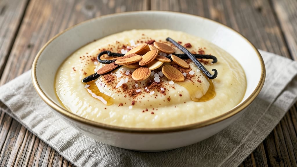 Boiled Rice Pudding Recipe: Velvety Vanilla Custard With Toasted Almond Crunch